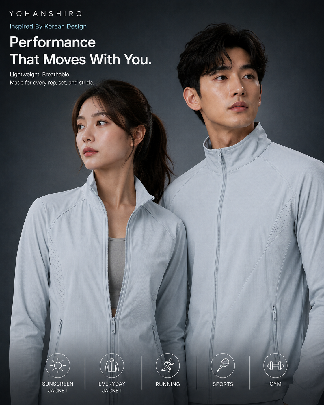Yohanshiro AeroMove Performance Jacket, worn by a man and a woman